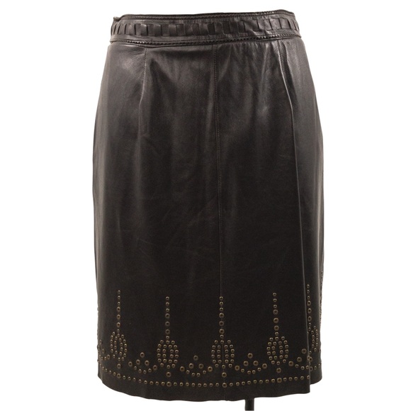 Elie Tahari M Leather Boho Pencil Skirt Brown - Picture 14 of 14